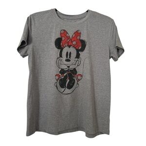 Disney Gray Tee with Red Minnie Mouse Design